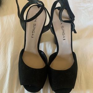 Black, via spiga snake platform heels